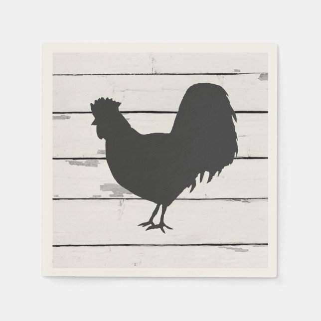 Rooster Silhouette Barnyard Party Paper Napkin (Front)