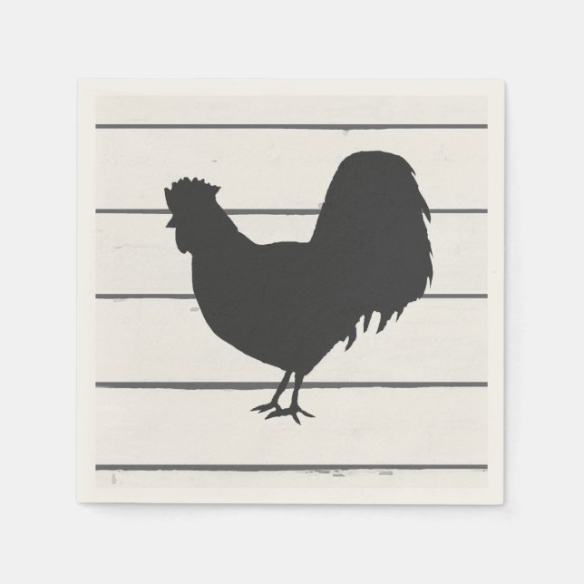Rooster Silhouette Barnyard Party Paper Napkin (Front)