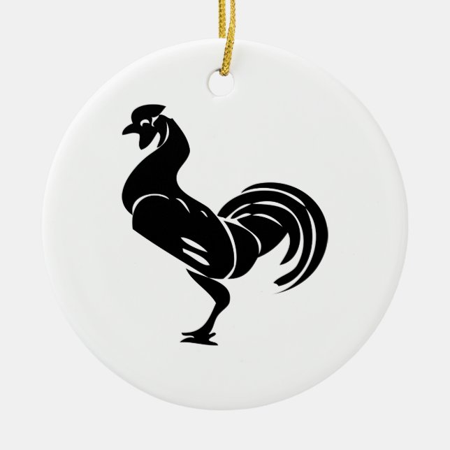 Rooster silhouette ceramic ornament (Front)