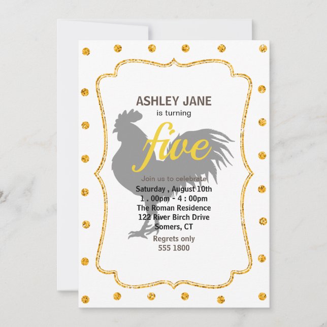 Rooster  silhouette  - Choose background colour Invitation (Front)