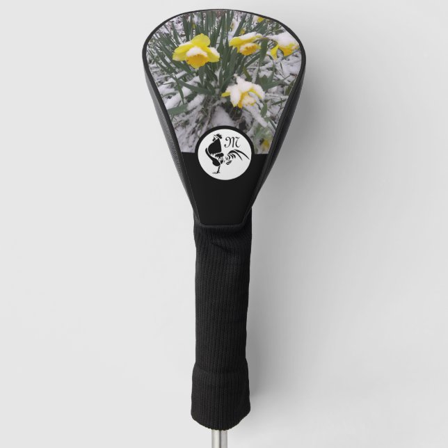 Rooster Silhouette Monogram w Customized Photo Golf Head Cover (Front)