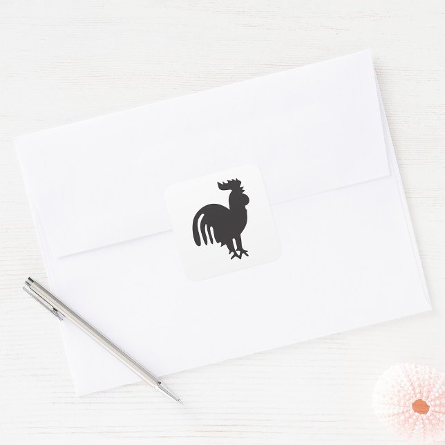 Rooster Silhouette Square Sticker (Creator Uploaded)