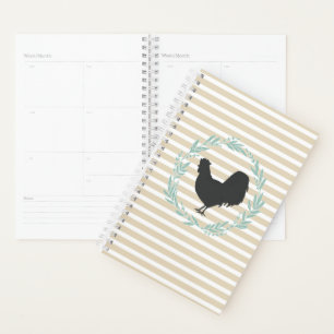 Rooster Silhouette Wreath Notebook Planner