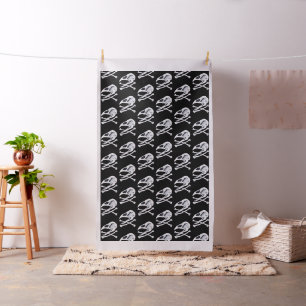 Rooster Skull and Crossbones Fabric
