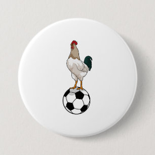 Rooster Soccer player Soccer 3 Inch Round Button