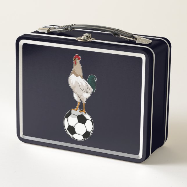 Rooster Soccer player Soccer Metal Lunch Box (Front)
