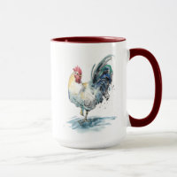 Rooster Splash - Watercolor