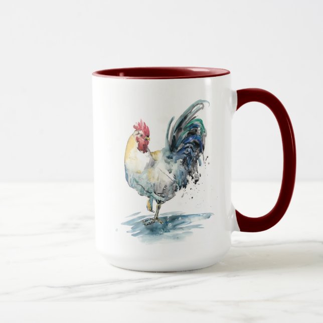 Rooster Splash - Watercolor Mug (Right)