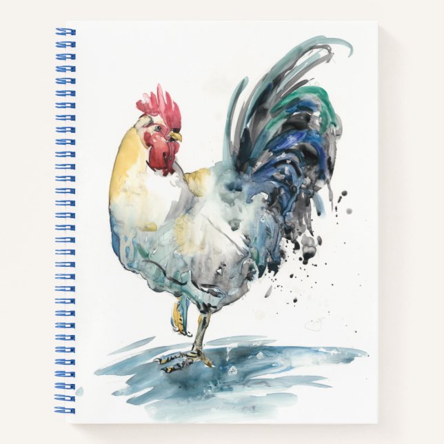 Rooster Splash - Watercolor Notebook (Front)
