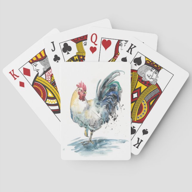 Rooster Splash - Watercolor Playing Cards (Back)
