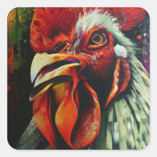 Rooster Square Sticker