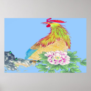 Rooster Standing poster Drawing