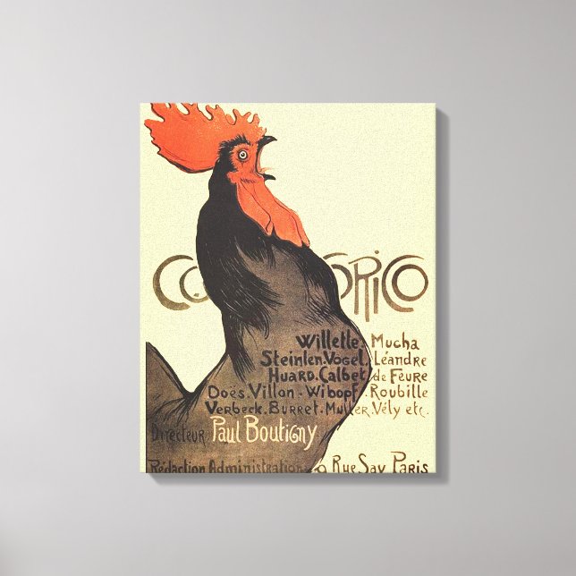 Rooster Steinlen Cocorico French Art Canvas Print (Front)
