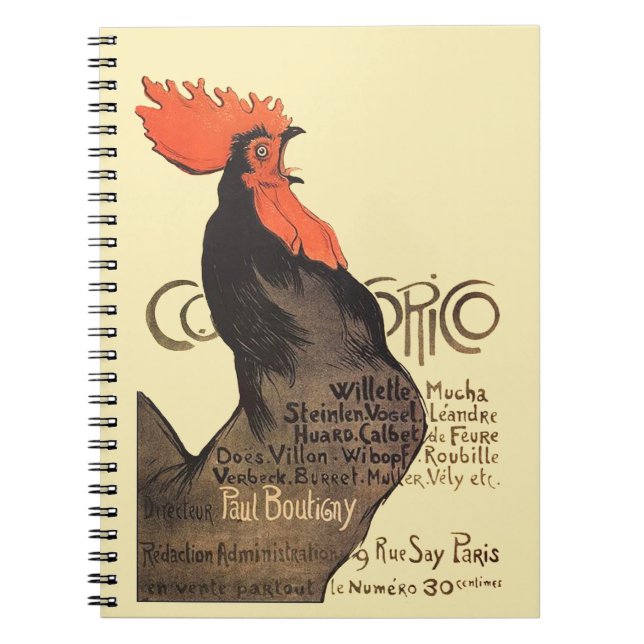 Rooster Steinlen Cocorico French Art Notebook (Front)