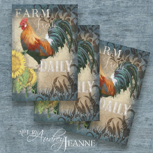 Rooster Sunflower Farm Fresh Cottagecore Decoupage Wrapping Paper Sheet
