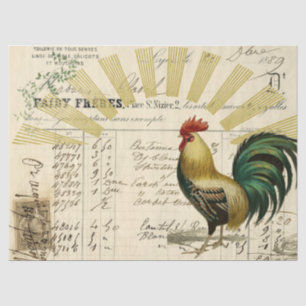 Rooster Sunrise Ephemera Decoupage Tissue Paper