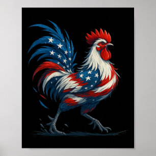 Rooster Us Flag Fight Chicken Poster