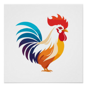 Rooster Vector Art Animal Modern Urban Graphic  Poster