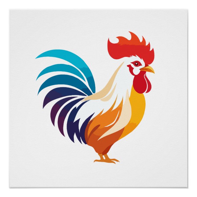 Rooster Vector Art Animal Modern Urban Graphic  Poster (Front)
