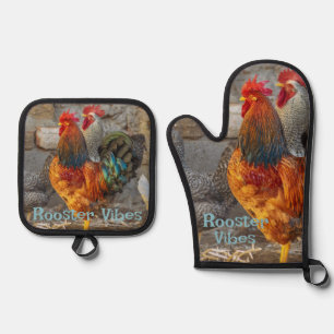 Rooster Vibes Farm Life Oven Mitt & Pot Holder Set