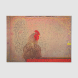 Rooster Vintage Antique Red Brown Texture Farm Tis Tissue Paper