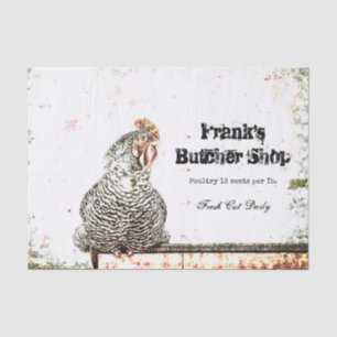 Rooster Vintage Farm Antique White Texture Country Tissue Paper