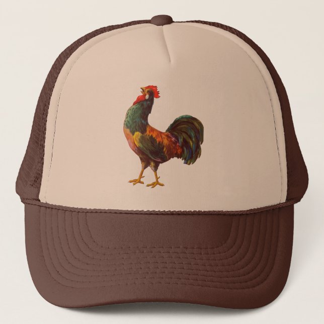 Rooster Vintage Kitchen Crate Art Trucker Hat (Front)