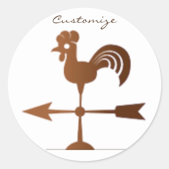 Rooster Weathervane Thunder_Cove Classic Round Sticker (Front)