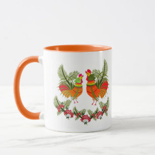 Rooster with hen mug