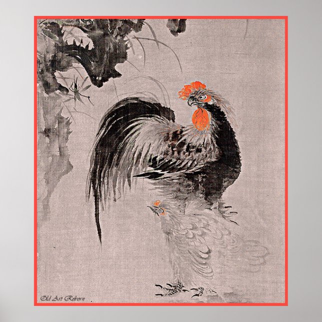 Rooster With Hen Poster (Front)