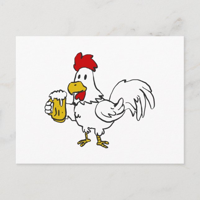 Rooster with mug beer | choose background colour postcard (Front)