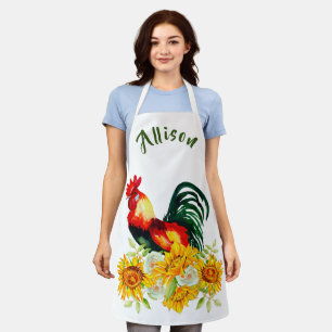 Rooster with Sunflowers Personalized Apron