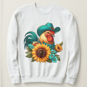 Rooster With Teal Hat and Sunflowers  Sweatshirt
