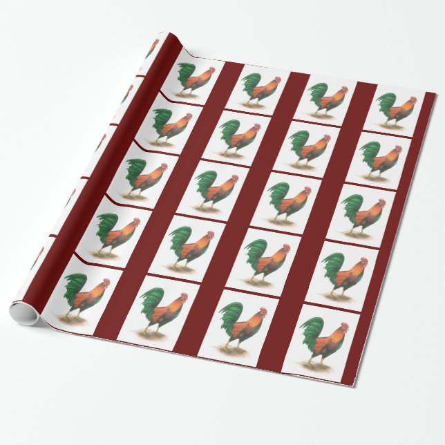 Rooster Wrapping Paper (Unrolled)