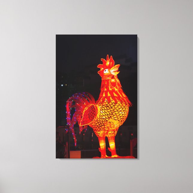 Rooster Zodiac Symbol Lantern Canvas Print (Front)
