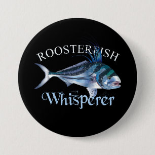 Roosterfish Whisperer Dark Coloured 3 Inch Round Button