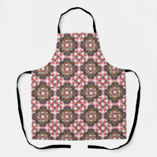 Roosters and Chickens Red Gingham Apron