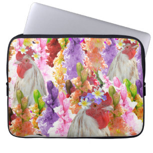 Roosters And HollyHocks, Laptop Sleeve