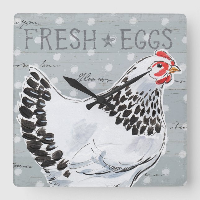 Roosters Call II Square Wall Clock (Front)