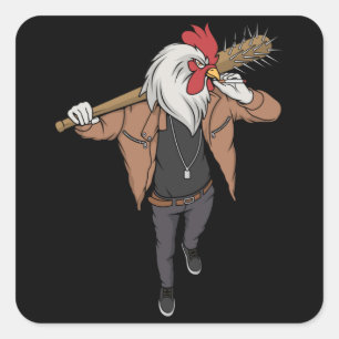 Roosters Fighting Square Sticker