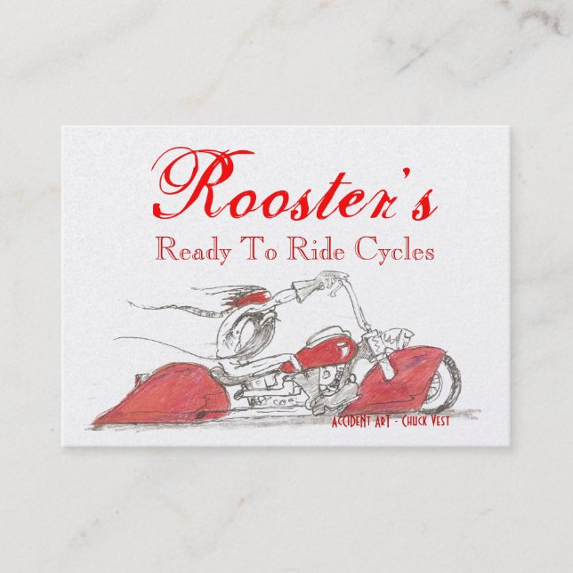 'Rooster's' Gleaming Gold Cycle Business Cards (Front)