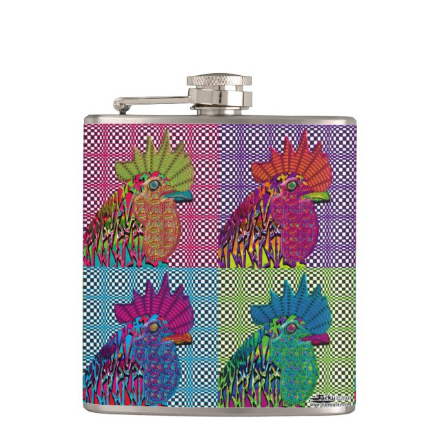 Roosters Gone Psycho Hip Flask (Front)