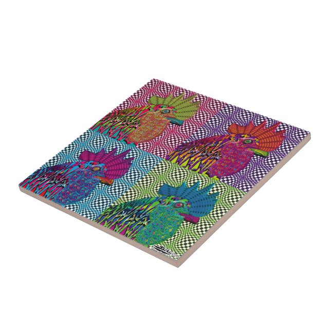 Roosters Gone Psycho Tile (Side)