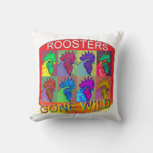 Roosters Gone Wild #3 Throw Pillow