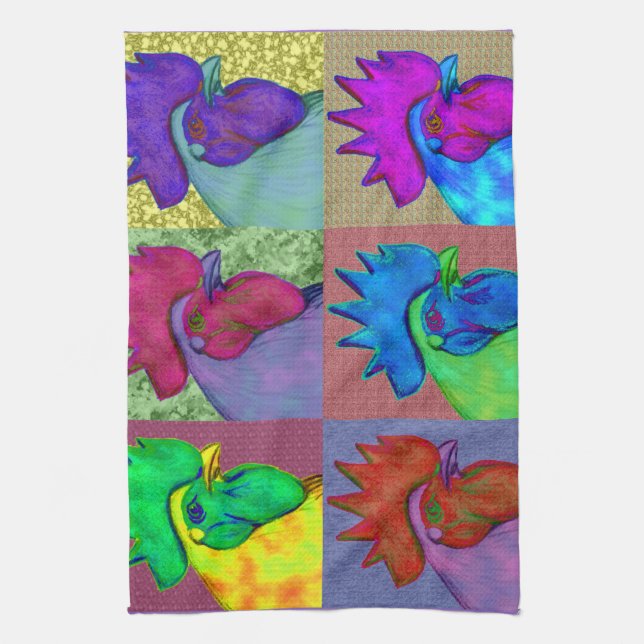 Roosters Gone Wild! Kitchen Towel (Vertical)