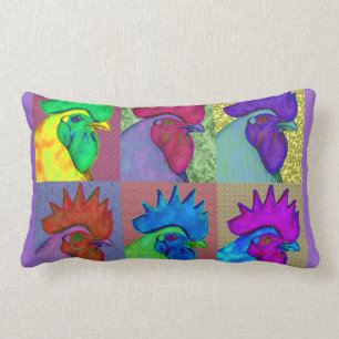 Roosters Gone Wild! Lumbar Pillow