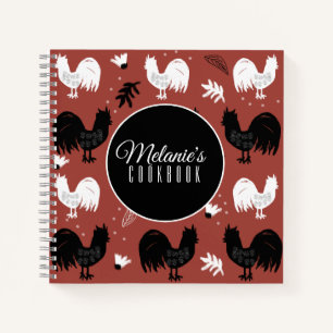 Roosters Hand Drawn Floral Farm Pattern Notebook