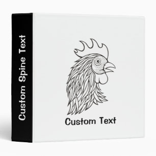Rooster's Head Line Art 3 Ring Binder