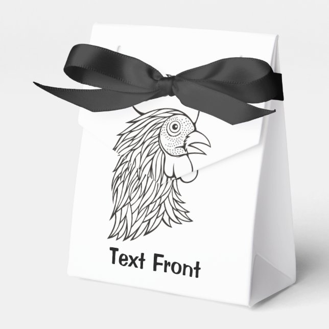 Rooster's Head Line Art Favor Box (Front Side)