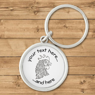 Rooster's Head Line Art Keychain